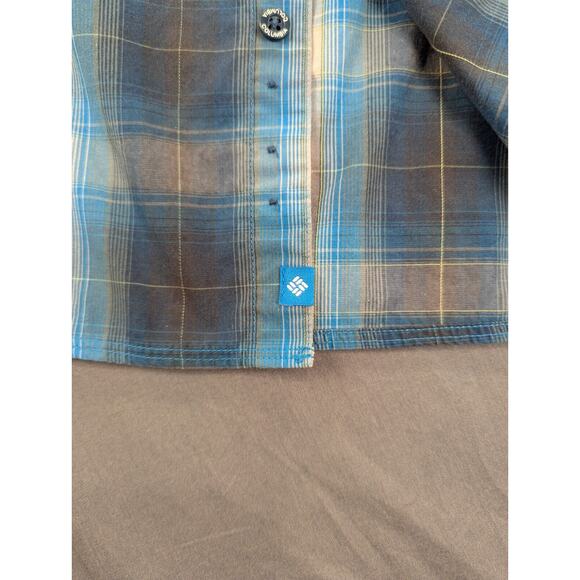Columbia Shirt Men's XXL Button Down Plaid Blue  Long Sleeve Performance Outdoor - Picture 9 of 10